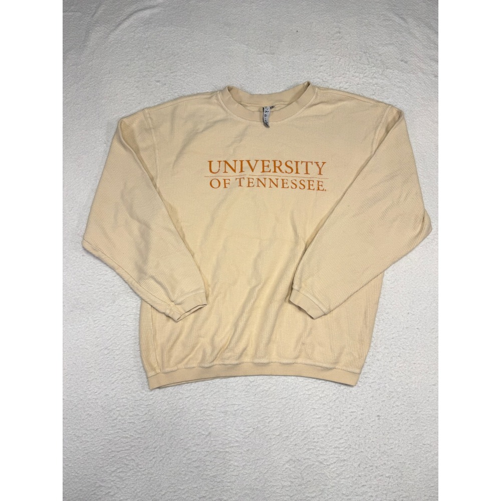 chicka-d University of Tennessee Corded Crewneck Sweatshirt Cream Orange Medium